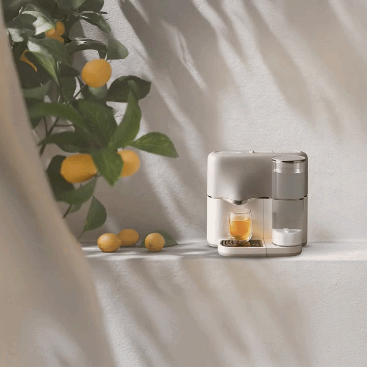 Lemons next the the Avoury Tea Machine and a freshly brewed tea